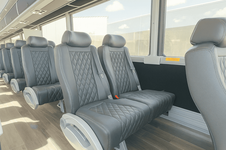 interior of Waukegan Shuttle Bus Rentals charter bus